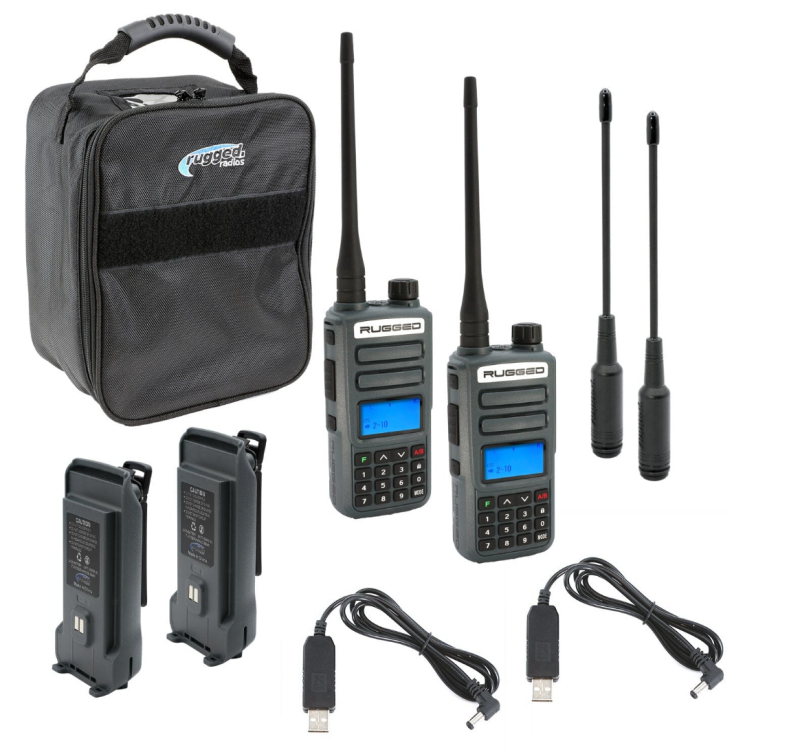 Rugged Radios ADVENTURE PACK - GMR2 PLUS - GMRS / FRS Two Way Handheld Radios with Accessories