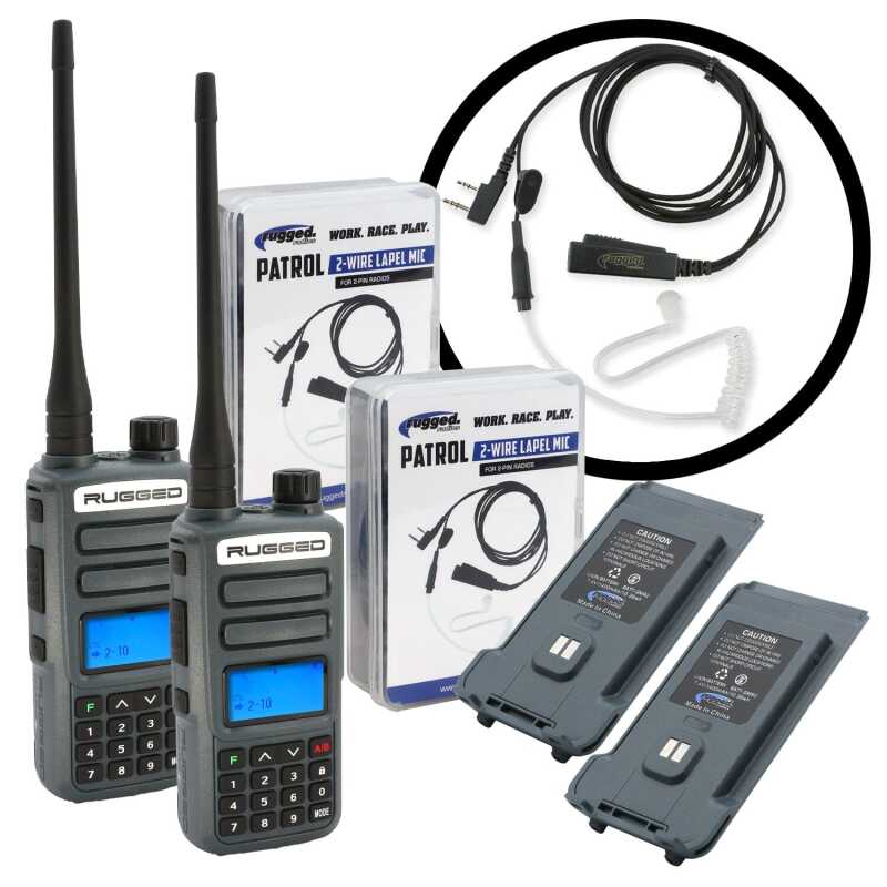 Rugged Radios GREAT OUTDOORS PACK - GMR2 PLUS - GMRS / FRS Two Way Handheld Radios with Accessories