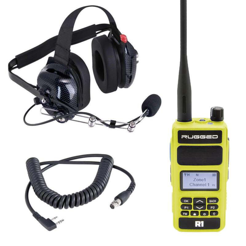 Rugged Radios Crew Chief - H42 Spotter Headset and Rugged Handheld Radio Package - Safety Yellow