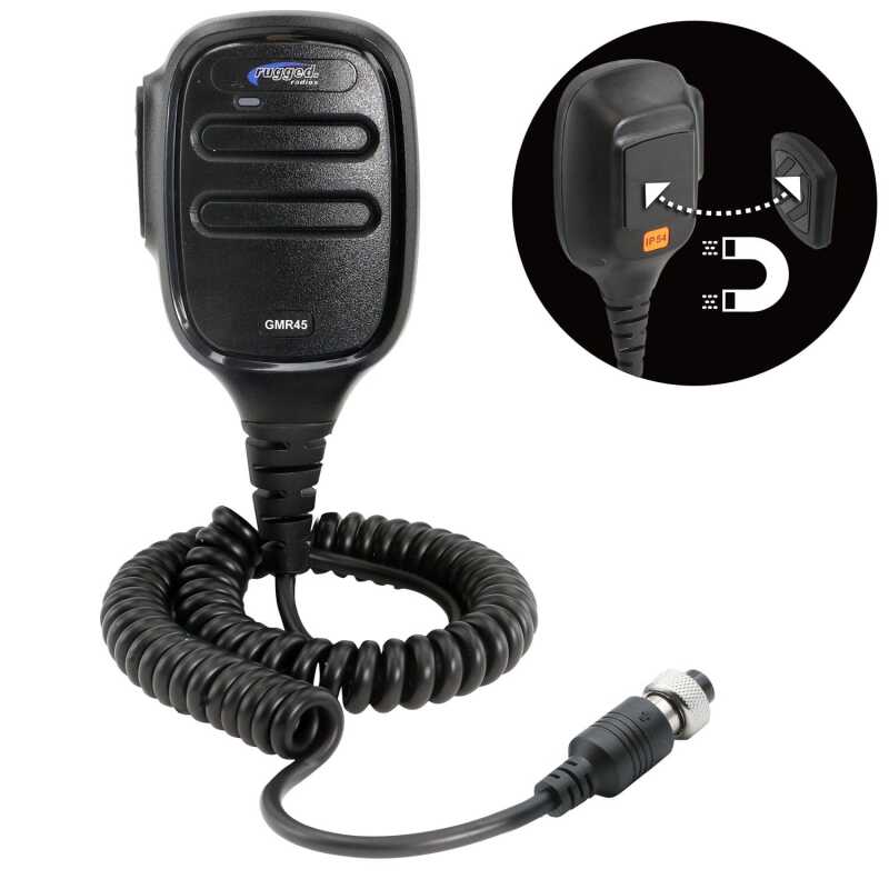 Rugged Radios Hand Mic for GMR45 Mobile Radio with Scosche MagicMount
