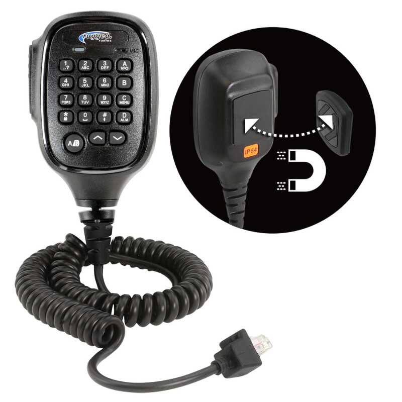 Rugged Radios Hand Mic for RDM-DB Mobile Radios with Scosche Surface Magnetic Mount