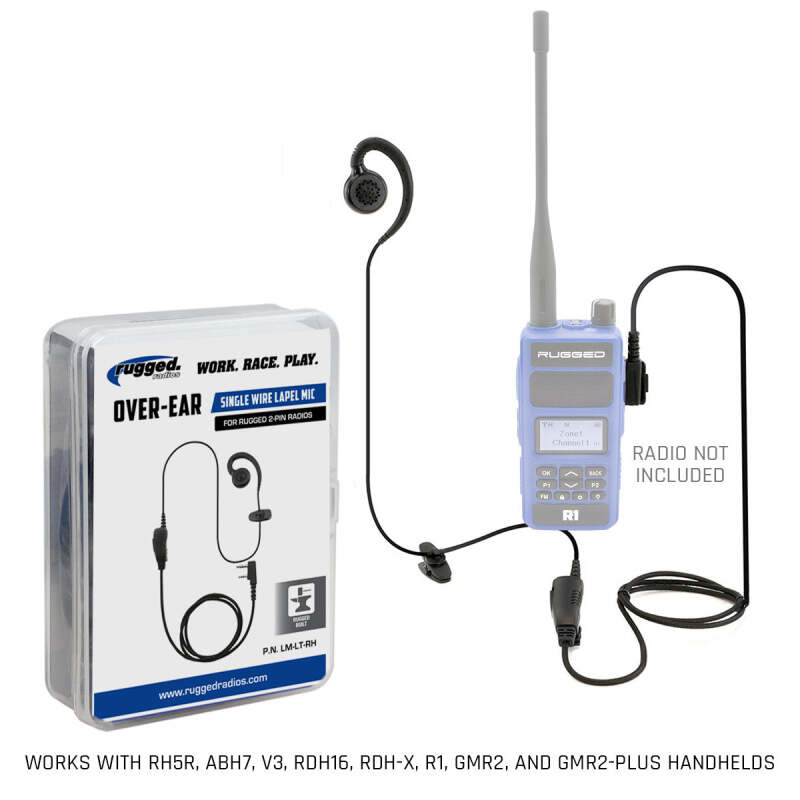 Rugged Radios Lapel Mic - 1 Wire with Ear Hook for Handheld Radios