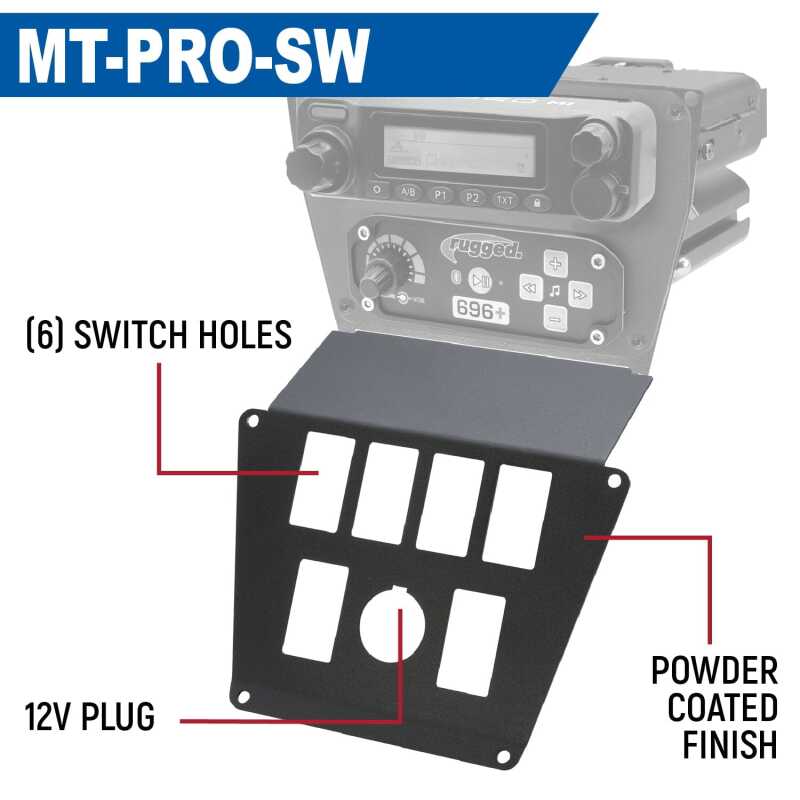 Rugged Radios Polaris RZR PRO XP/Turbo R/PRO R Dash Mount Radio and Intercom - Switch Pros 8