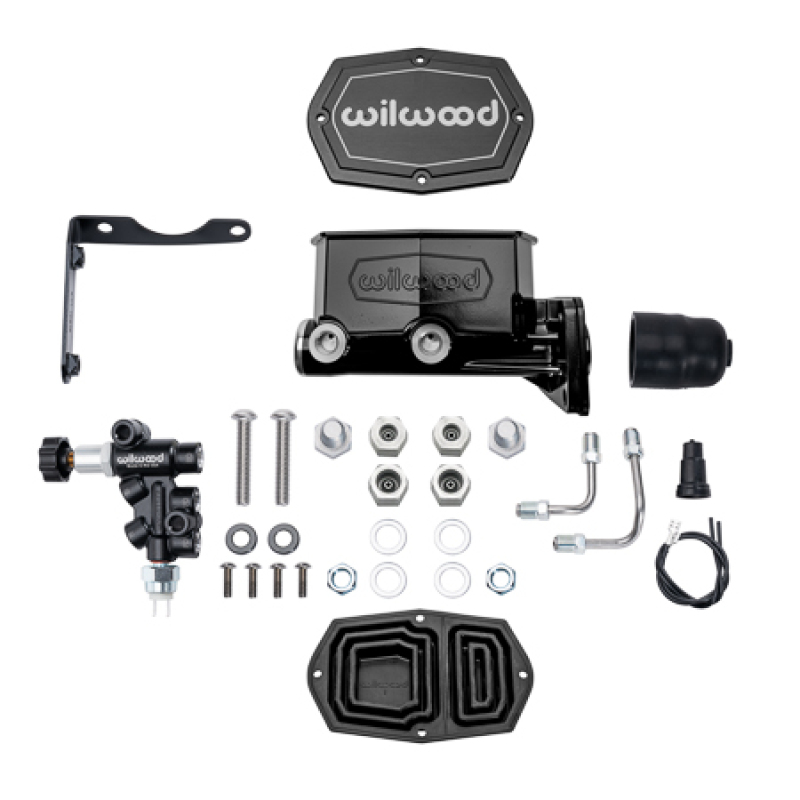 Wilwood MOPAR Compact Tandem M/C Kit w/ P-Valve 1in Bore - Black