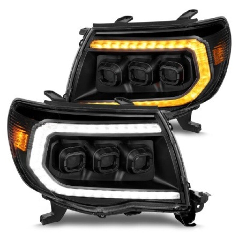 ANZO 05-11 Toyota Tacoma Full LED Projector Headlights White DRL/Init/SeqSig Black - Pair