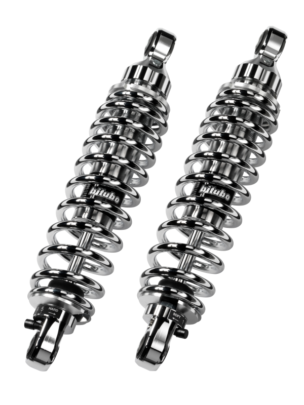 Bitubo WME0 Twinshocks Adjustable: Spring Preload, Rebound, Length 305mm, Chrome Edition