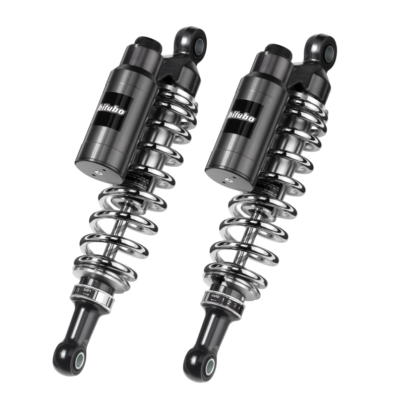 Bitubo WMT0 Twinshocks Adj.: Spring Preload, Reb., Comp., Length 295mm, Piggyback Tank, Chr Edition