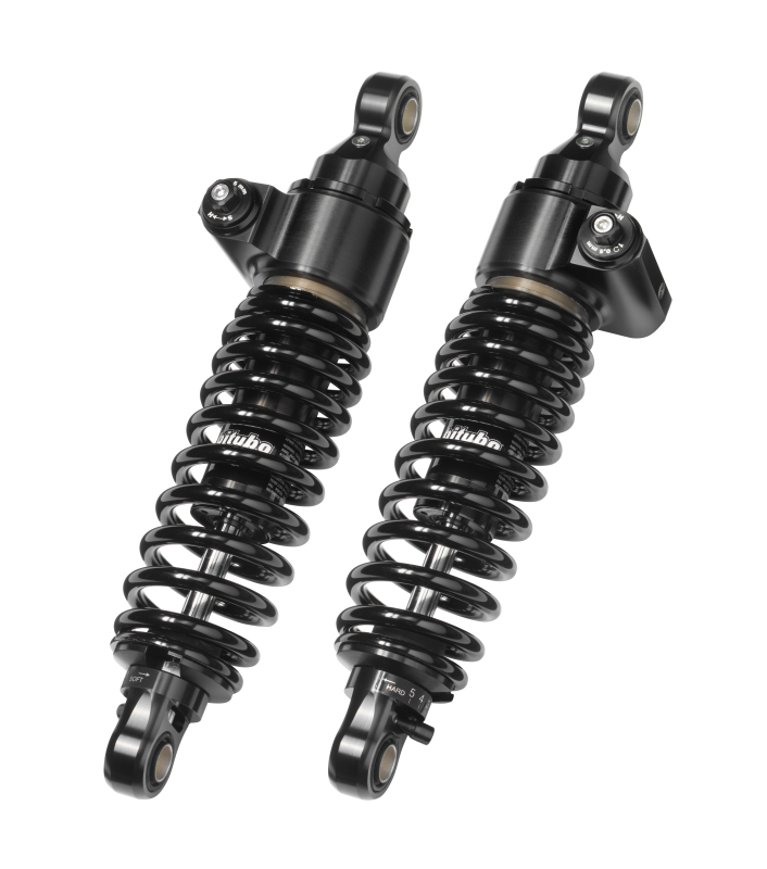Bitubo WME2 Twinshocks Adjustable: Hydraulic Spring Preload, Rebound, Length 306mm, Dark Edition