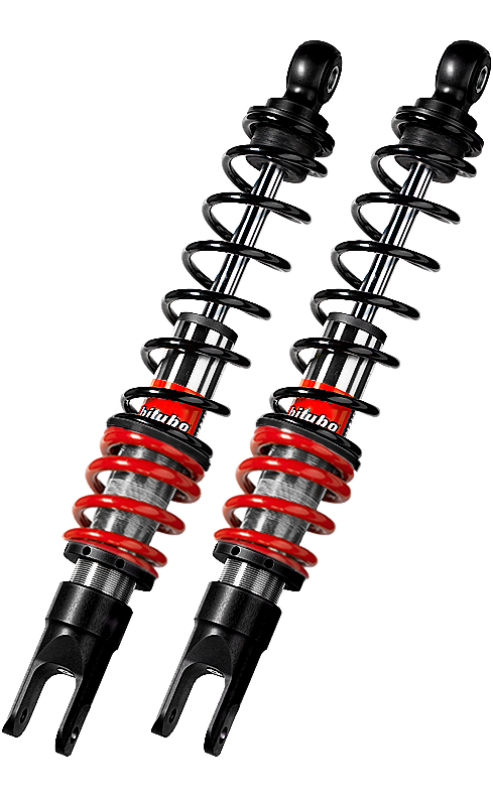Bitubo YGB0 Twinshocks Rear Adjustable: Spring Preload, Red And Black Springs