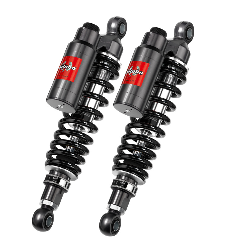 Bitubo WMT7 Twinshocks Adj.: Spring Preload, Reb., Comp., Length 355mm, Piggyback Tank,Dark Edition