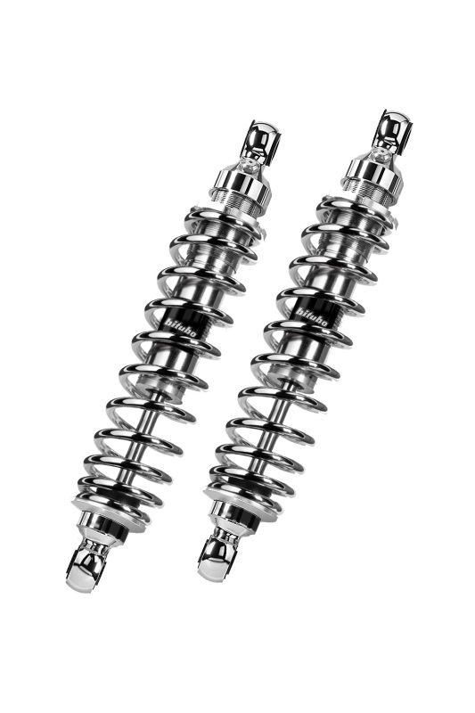 Bitubo WMB4 Twinshocks Adjustable: Spring Preload, Length 366mm, (Std -20mm), Chrome Edition