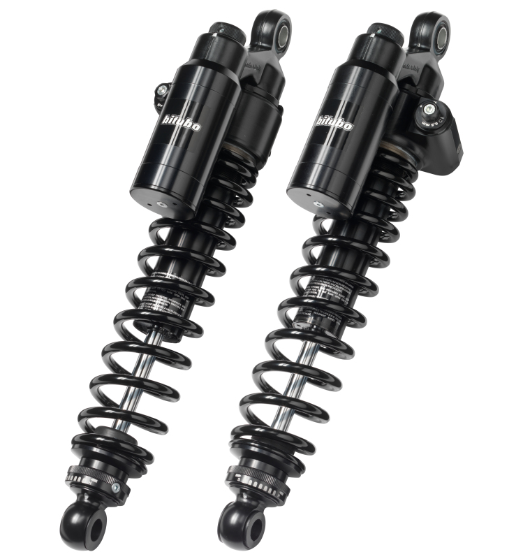 Bitubo WMT2 Twinshocks Adj.: Spring Preload, Reb., Comp., Length 326mm, Piggyback Tank Dark Edition