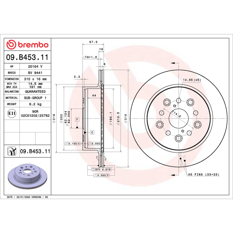 Brembo OE 01-06 Lexus LS430 UV Coated Brake Disc - Rear