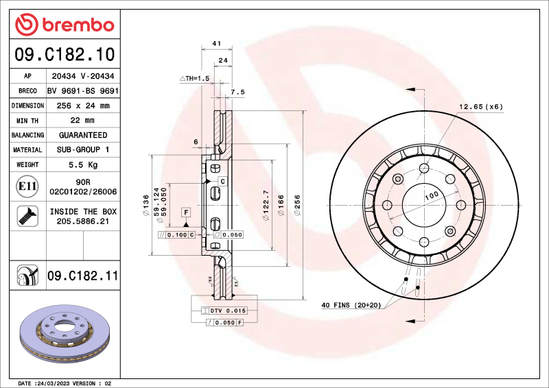 Brembo OE 09-10 Pontiac G3/2009 G3 Wave/05-08 Wave/05-07 Wave5 Standard Brake Disc - Front