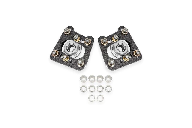 BMR 94-04 Ford Mustang Steel Caster Camber Plates - Black Hammertone