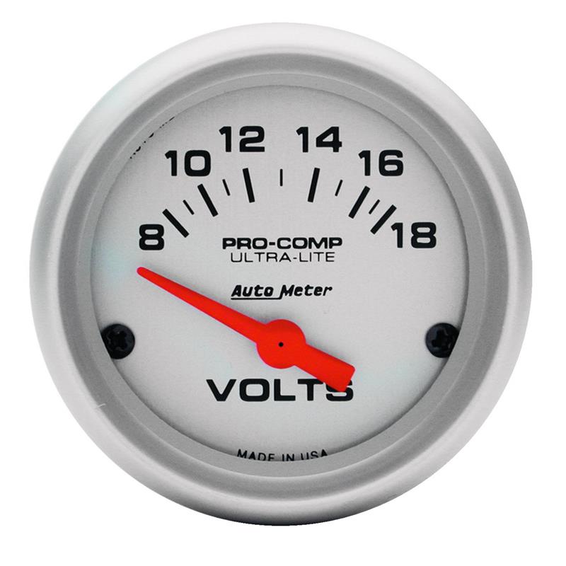 Autometer Ultra-Lite 52mm Short Sweep Electronic Voltage Gauge