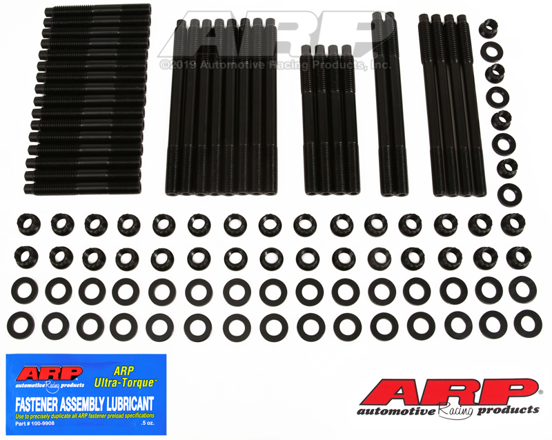 ARP SBC w/Brodix,Rodeck alm Black, 12/18A WT/Clone Brodix hd 3/8 ctr blt holes Head Stud Kit