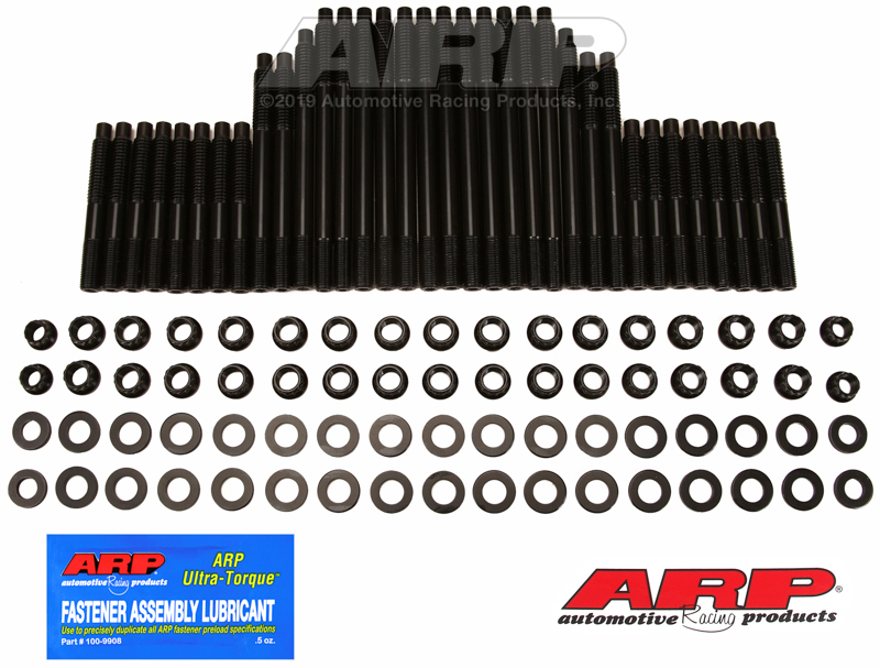 ARP SB Chevy Rodeck alum Black w/18A Chevy hds 12pt Head Stud Kit