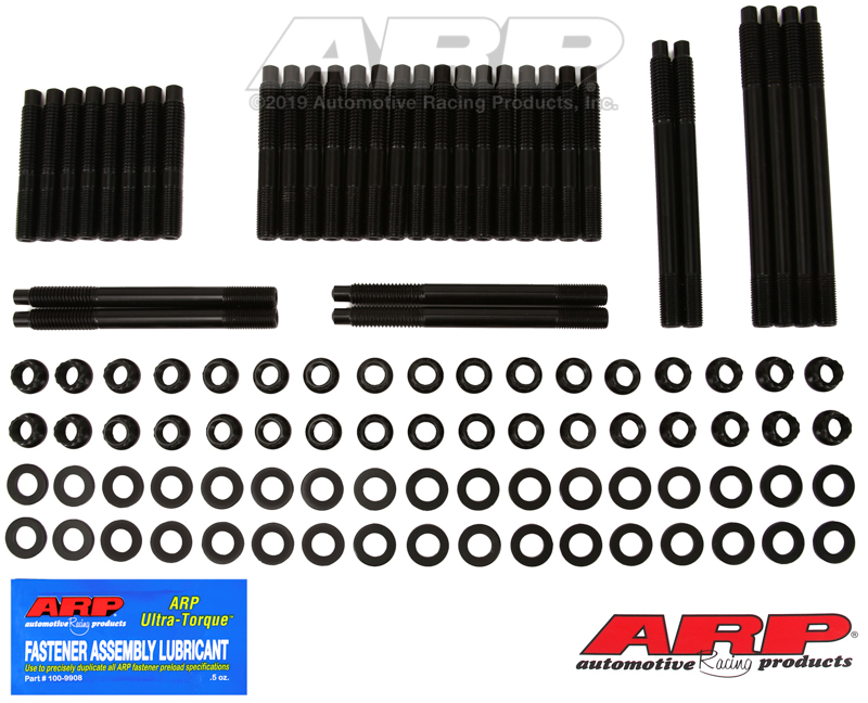 ARP SB Chevy Rodeck alum Black w/Brod cntd valve hds 12pt Head Stud Kit