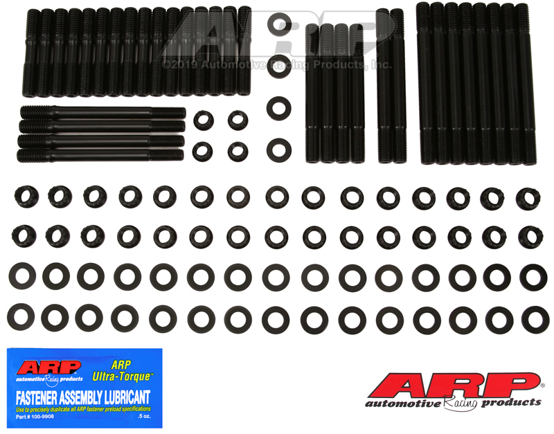 ARP SB Chevy 16A, Rodeck alum Black, 12pt u/c studs head stud kit