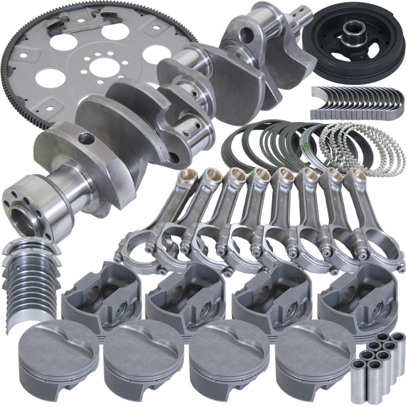 Eagle Chevy 350 1Pc 3.750in Crank 6.000in I-Beam Rods 4.060in Pistons 168 Tooth FP Balanced Assembly
