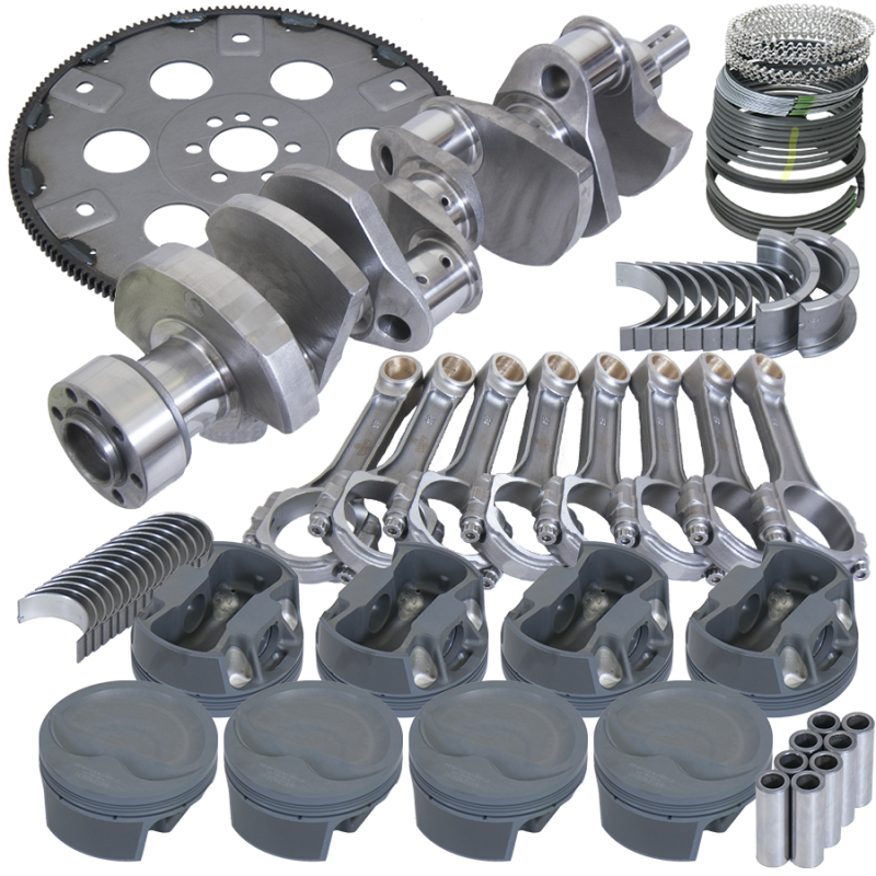 Eagle Chevy 350 1Pc 3.750in Crank 6.000in I-Beam Rod 4.030in Pistons 168 Tooth FP Balanced Assembly