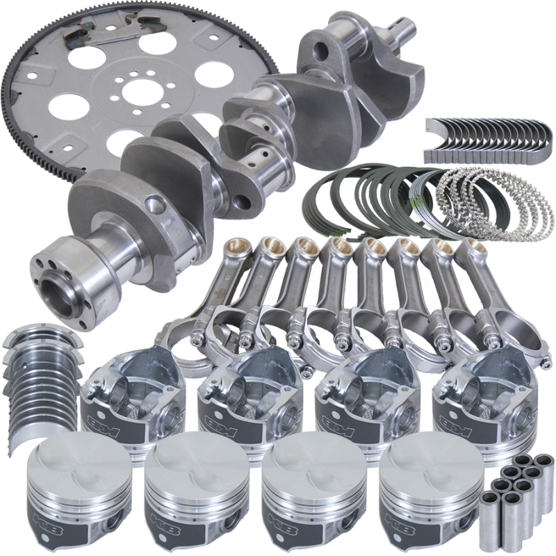 Eagle Chevy 305 1Pc 3.480in Crank 5.700in I-Beam Rods 3.766in Pistons 168 Tooth FP Balanced Assembly