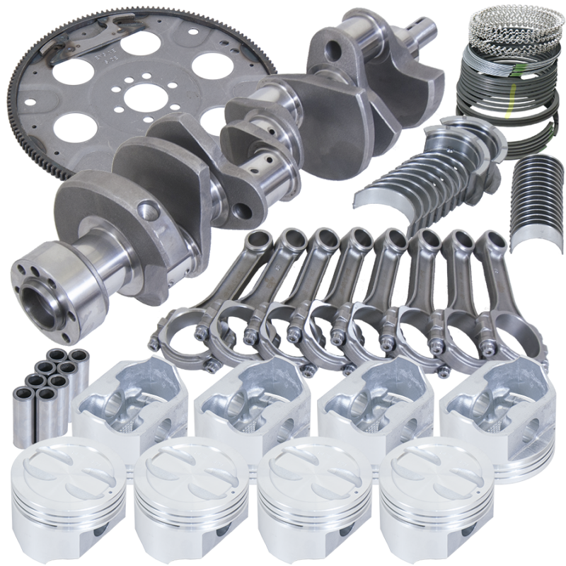 Eagle Chevy 350 1Pc 3.480in Crank 5.700in I-Beam Rods 4.000in Pistons 153 Tooth FP Balanced Assembly