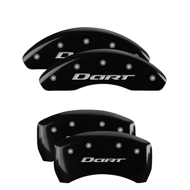 MGP 4 Caliper Covers Engraved Front & Rear With out stripes/Dart Black finish silver ch