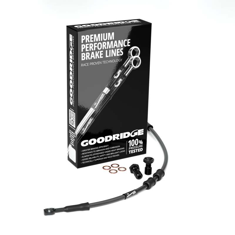 Goodridge 11-17 HD FXSB Breakout (w/ABS) -4in Black Brake Line Kit w/Black Fittings
