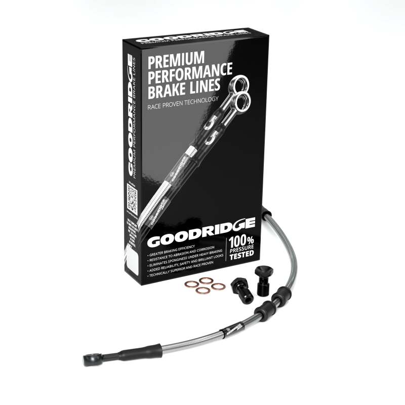 Goodridge 14-15 HD XL883R (w/ABS) +6in Clear Brake Line Kit w/Black Fittings