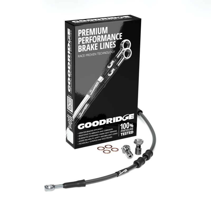 Goodridge 96-07 HD FLH Multi Model +4in Black Brake Line Kit w/Stainless Steel Fittings