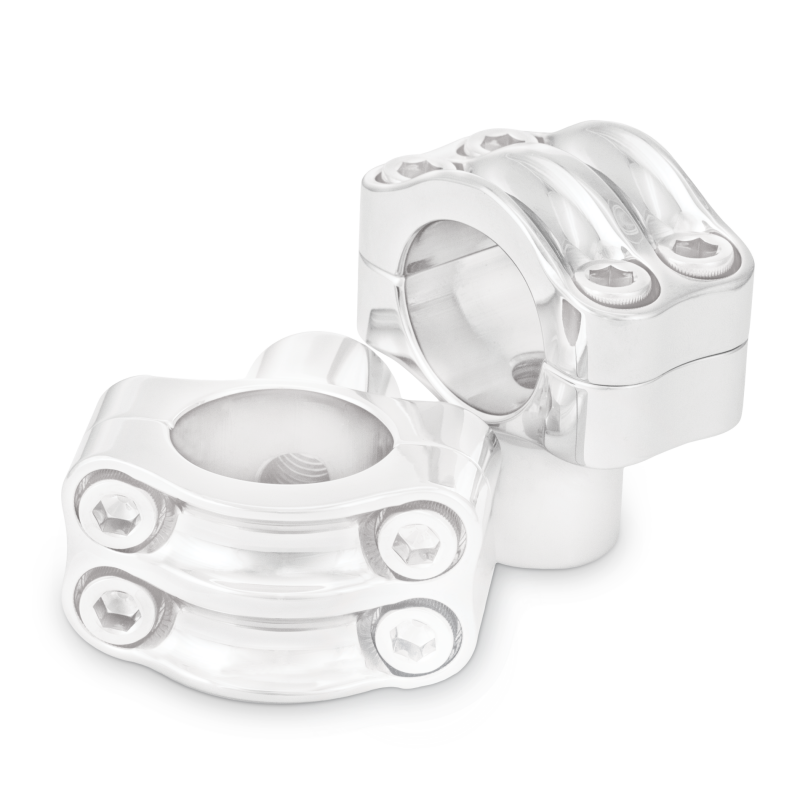 Burly Brand Reaper Riser Clamp 1-1/2in Tall for 1-1/4in Bar, Set - Chrome