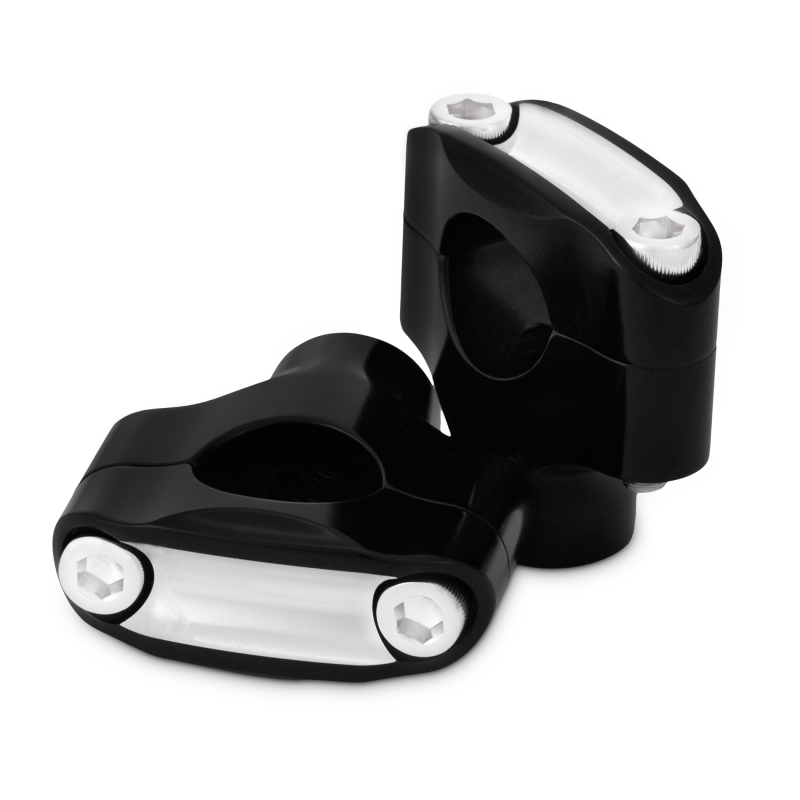 Burly Brand Reaper Riser Clamp 2-Bolt 1-1/2in Tall for 1in Bar, Set - Black Machined