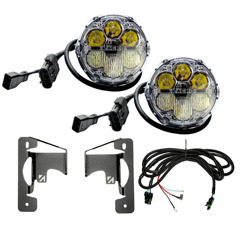 Nacho Lighting Jeep JL/JTNacho SAE Only White Plug N Play Fog Light Kit (3pc Bumper Kit)