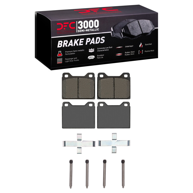 DFC 67-74 Volvo 142/144/144 Front 3000 Semi-Metallic Brake Pads and Hardware Kit