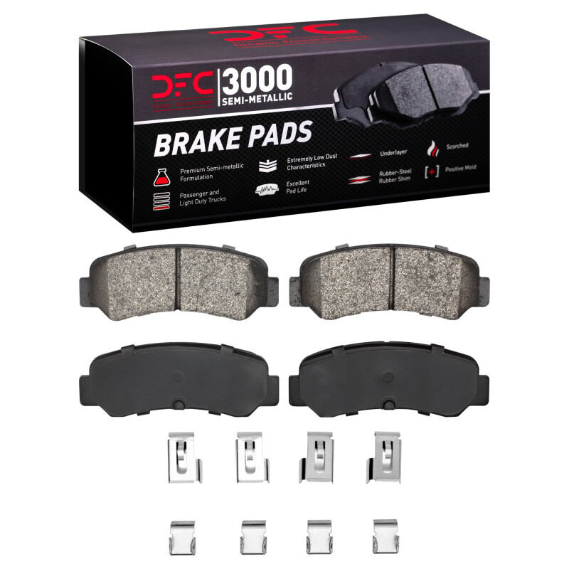 DFC 76-80 Plymouth Arrow Rear 3000 Semi-Metallic Brake Pads and Hardware Kit