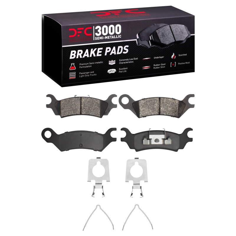 DFC 86-87 Mazda 626 Rear 3000 Semi-Metallic Brake Pads and Hardware Kit