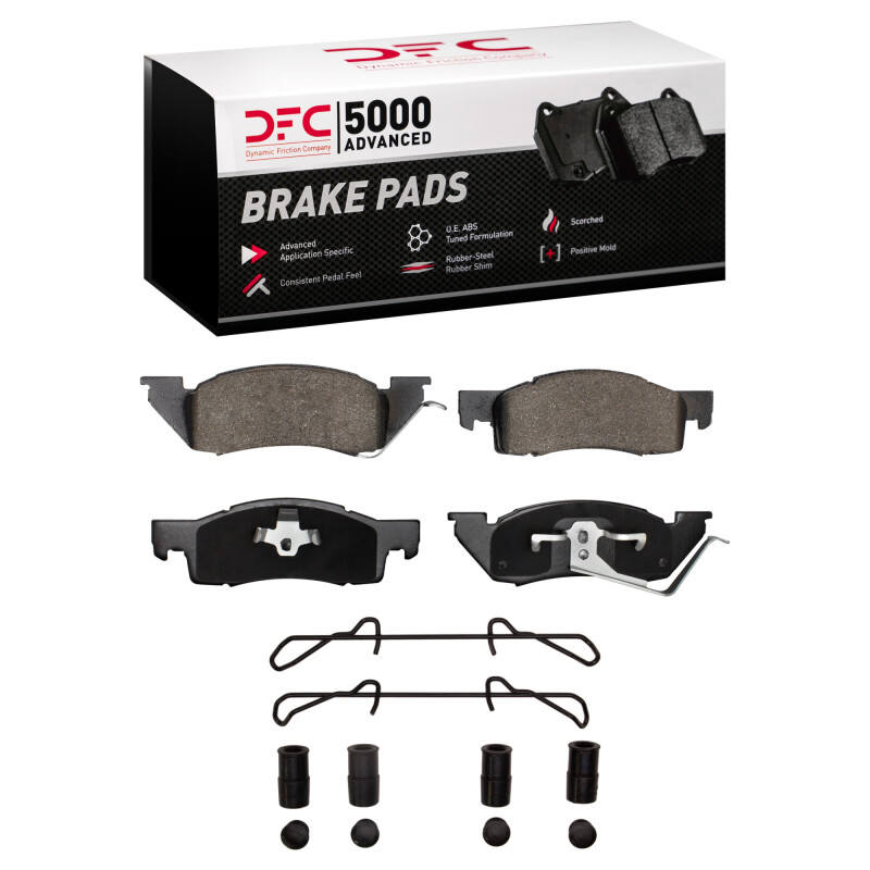 DFC 87-90 Dodge Dakota 4WD Front 5000 Advanced Semi Metallic Brake Pads and Hardware Kit