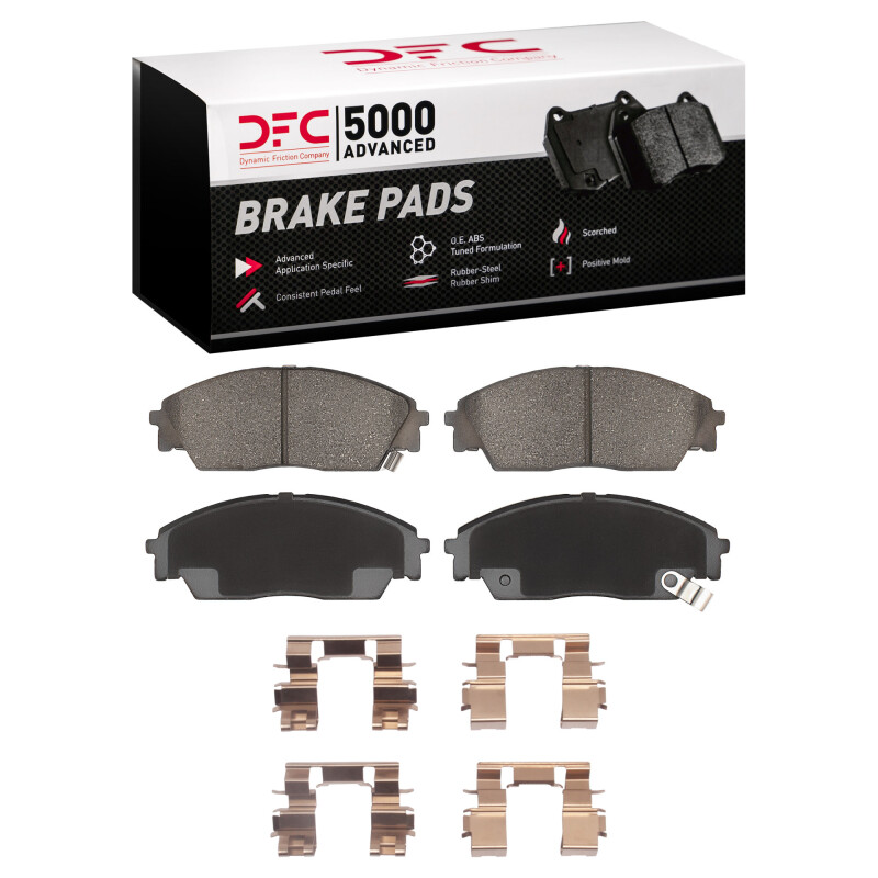 DFC 88-91 Honda Civic Wagon Front 5000 Advanced Semi Metallic Brake Pads and Hardware Kit