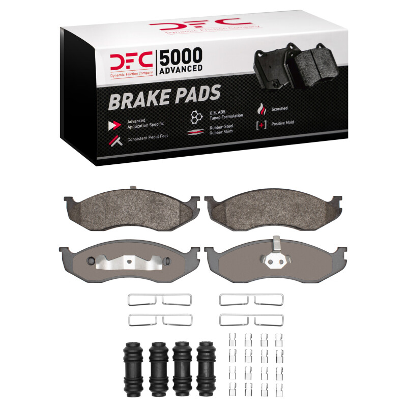 DFC 90-06 Jeep Comanche Front 5000 Advanced Semi Metallic Brake Pads and Hardware Kit