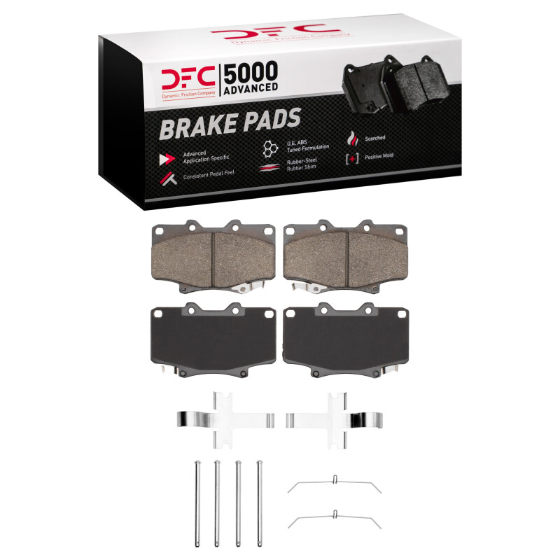 DFC 90-92 Toyota Land Cruiser Front 5000 Advanced Semi Metallic Brake Pads and Hardware Kit