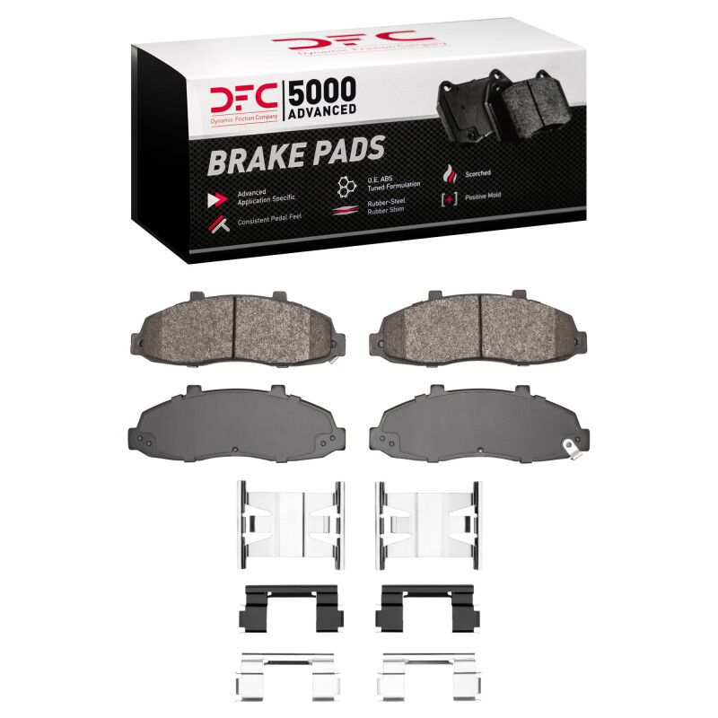 DFC 00-04 Ford F-150 4WD Front 5000 Advanced Semi Metallic Brake Pads and Hardware Kit
