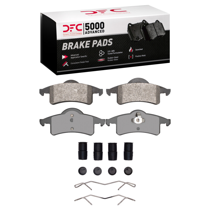 DFC 99-04 Jeep Grand Cherokee Rear 5000 Advanced Semi Metallic Brake Pads and Hardware Kit