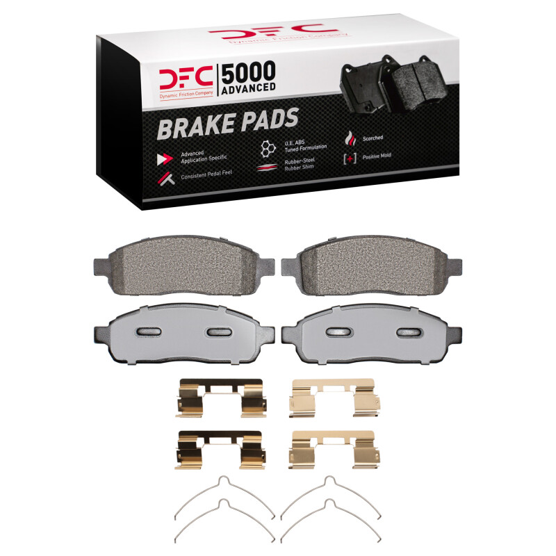 DFC 04-09 Ford F-150 4WD Front 5000 Advanced Semi Metallic Brake Pads and Hardware Kit