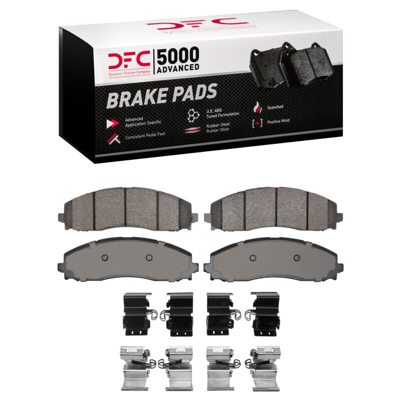 DFC 23-25 Ford F-250 2WD (Super Duty) Rear 5000 Advanced Semi Metallic Brake Pads and Hardware Kit