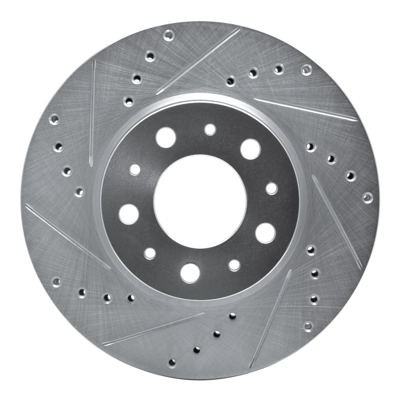 DFC 91-95 Volvo 740/745/780/940/960 Front Left Drilled & Slotted Silver Brake Rotor