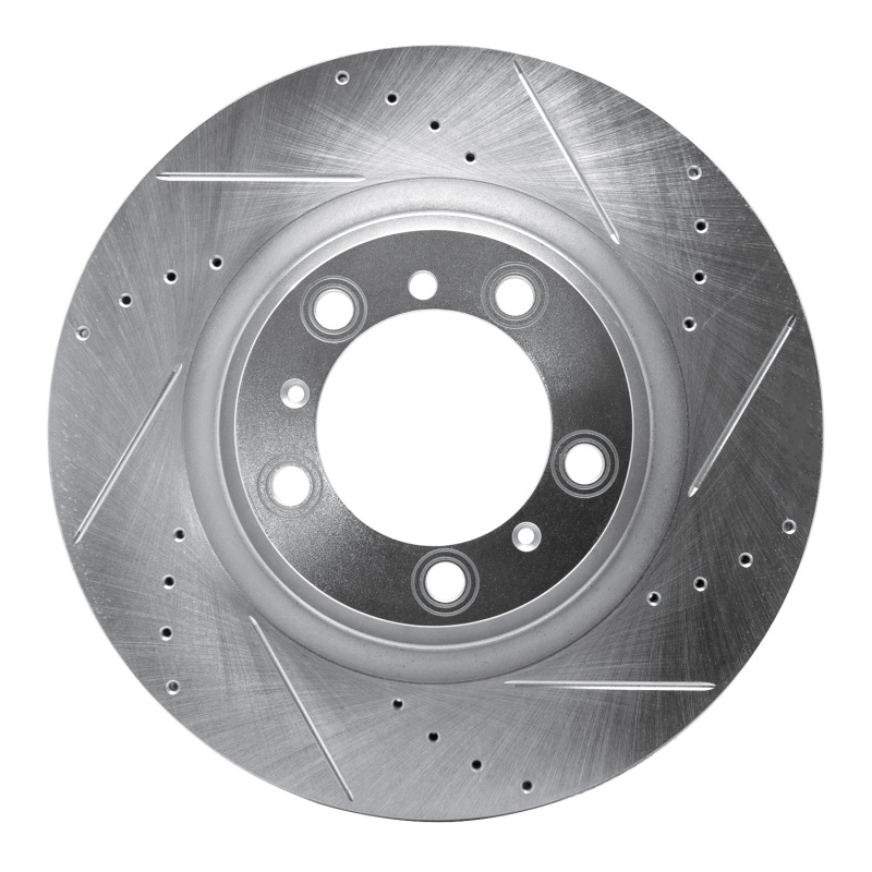 DFC 07-16 Porsche 911 Left Rear Drilled & Slotted Silver Brake Rotor