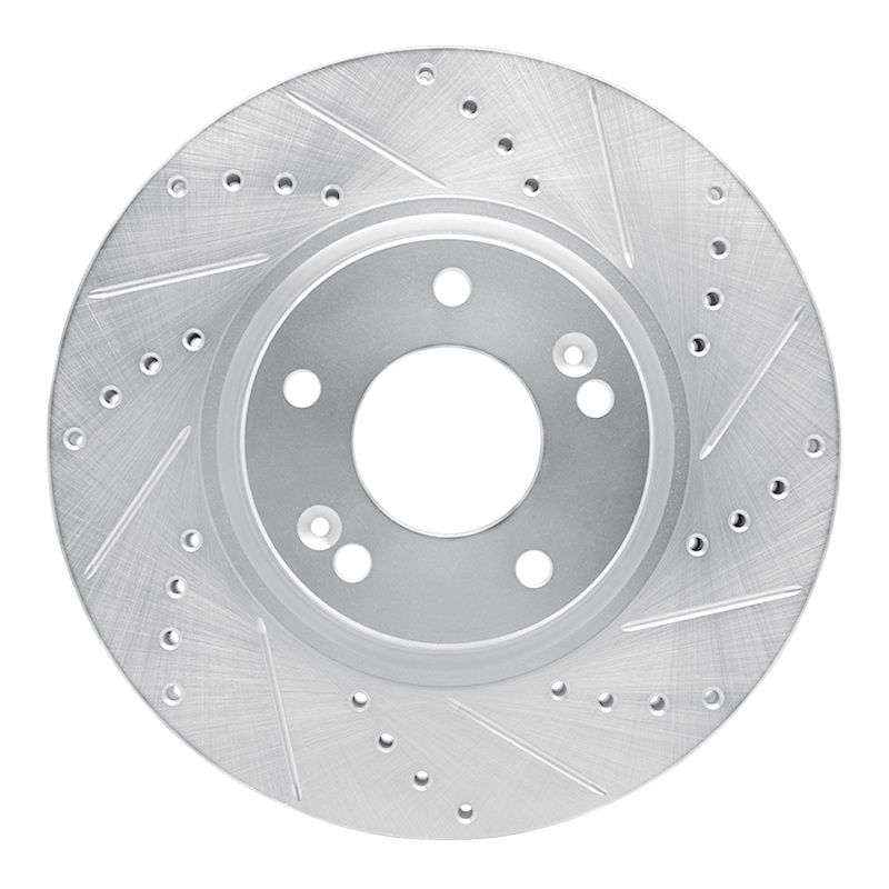DFC 04-11 Hyundai Azera Front Right Drilled & Slotted Silver Brake Rotor