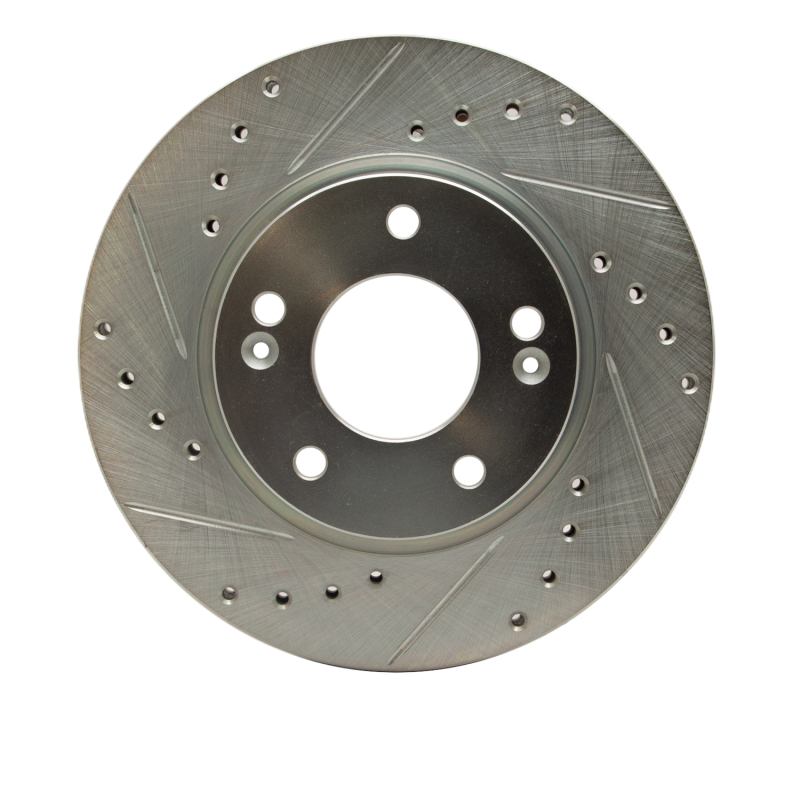 DFC 07-10 Hyundai Elantra Front Left Drilled & Slotted Silver Brake Rotor